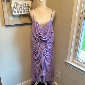 Eloquii Draped Front Sleeveless Spaghetti Strapped Midi Dress Lilac Purple NWT